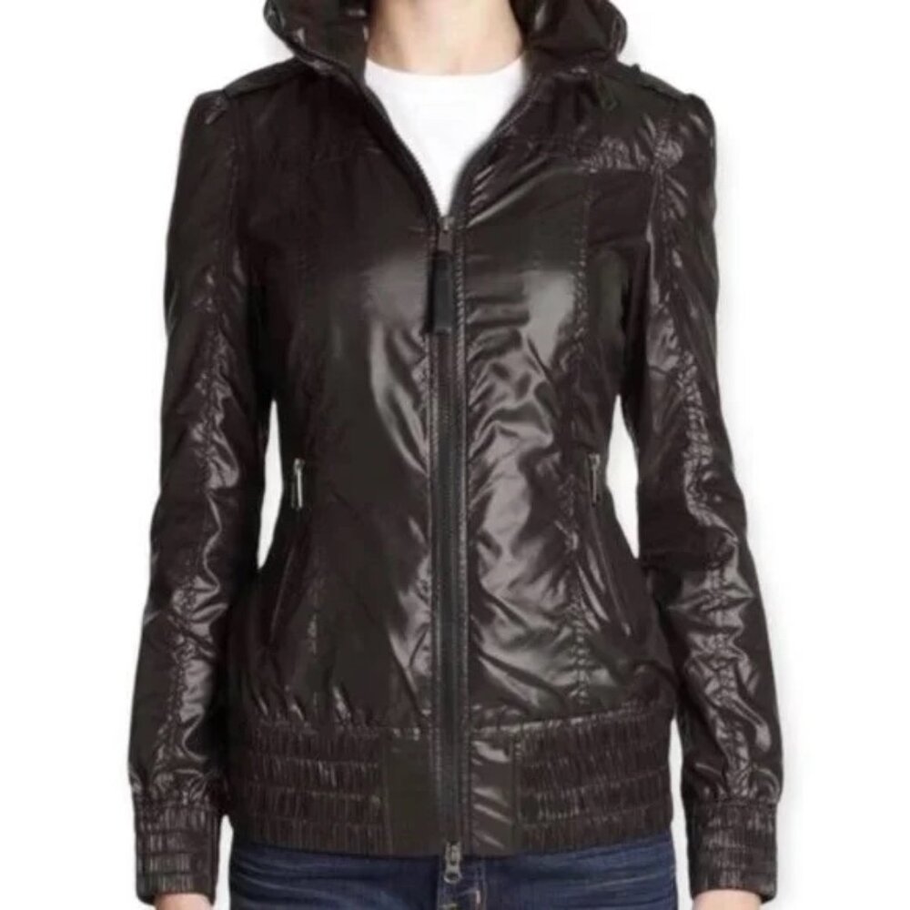 Mackage Black Packable Hooded Rain Jacket Windbreaker Size S (Travel Essential)